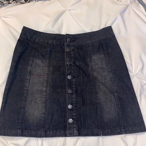Black denim skirt